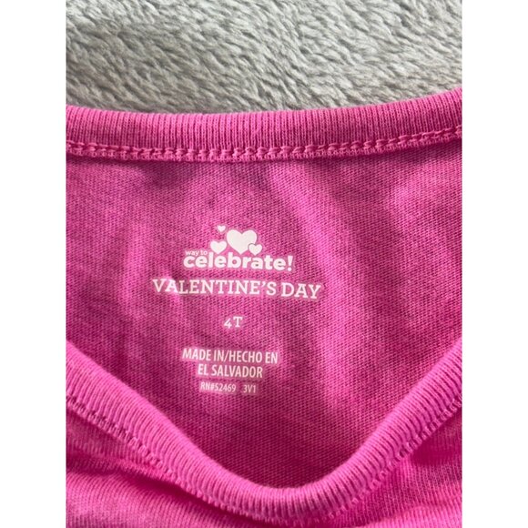 Way To Celebrate! Shirt Girls 4T Pink Team Daddy Xoxo Valentines Day NWT - Picture 3 of 8